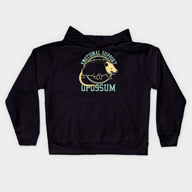 Emotional Support Opossum Retro Style Kids Hoodie by neira